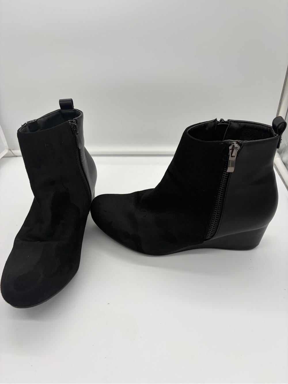 Classic Black Side-Zip Wedge Ankle Boots